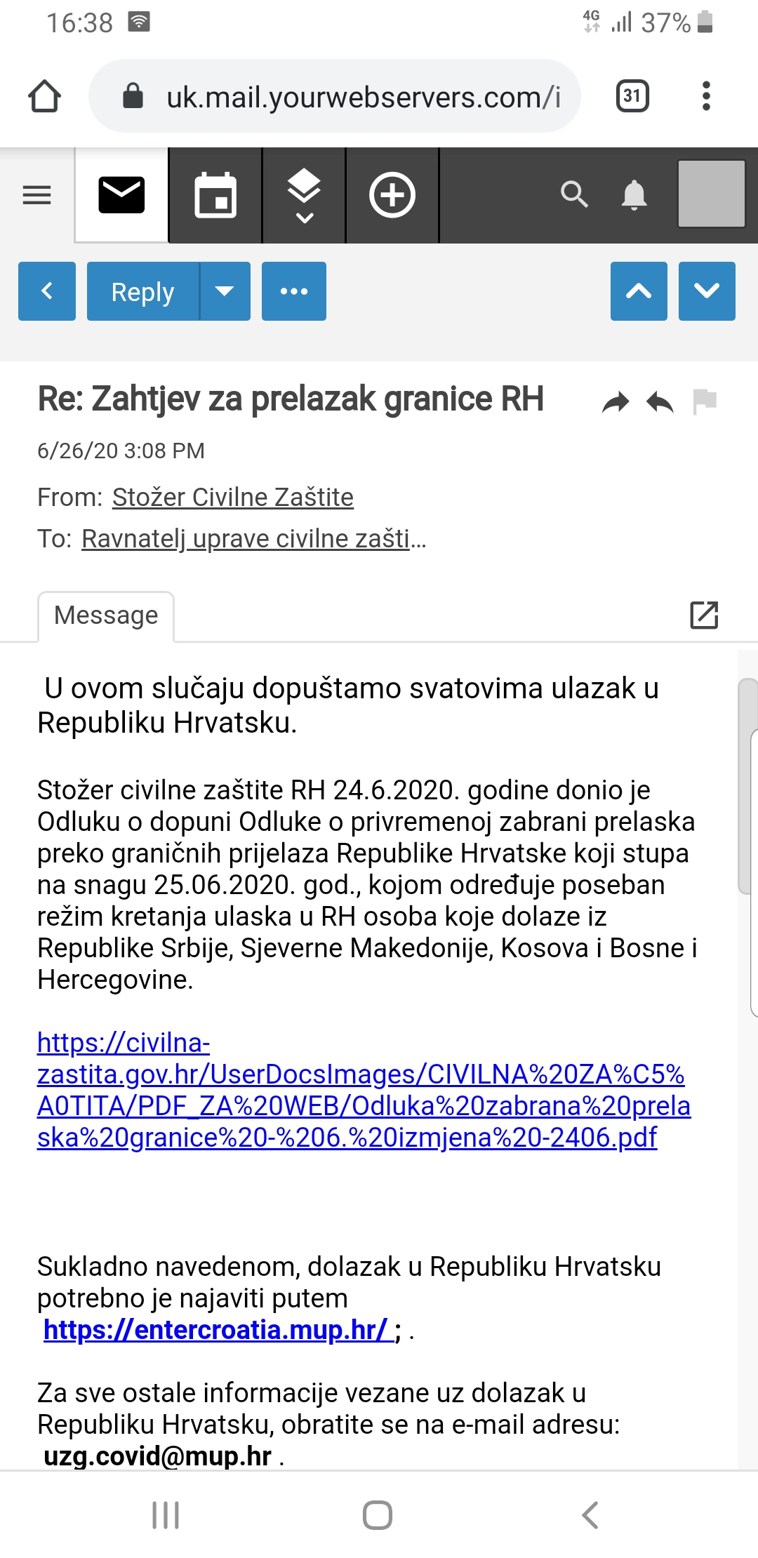 odgovor stozera